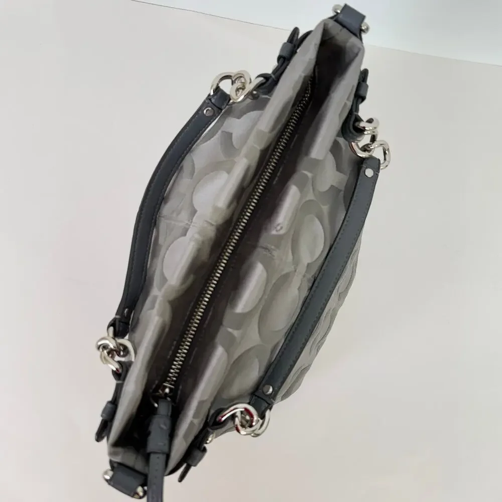 Coach Signature Op Art Convertible Hobo Shoulder Handbag Gray 14147M